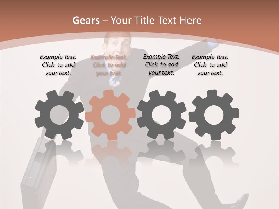 Excited Businessman With Briefcase Jumping In Mid-Air Cheering And Celebrating His Success PowerPoint Template