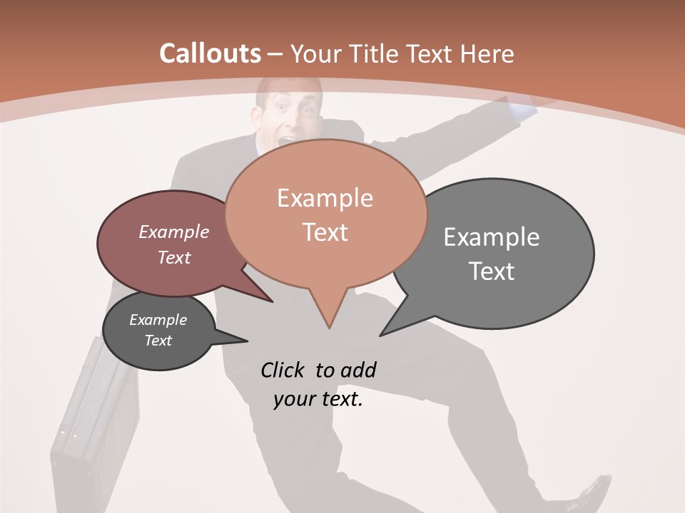 Excited Businessman With Briefcase Jumping In Mid-Air Cheering And Celebrating His Success PowerPoint Template