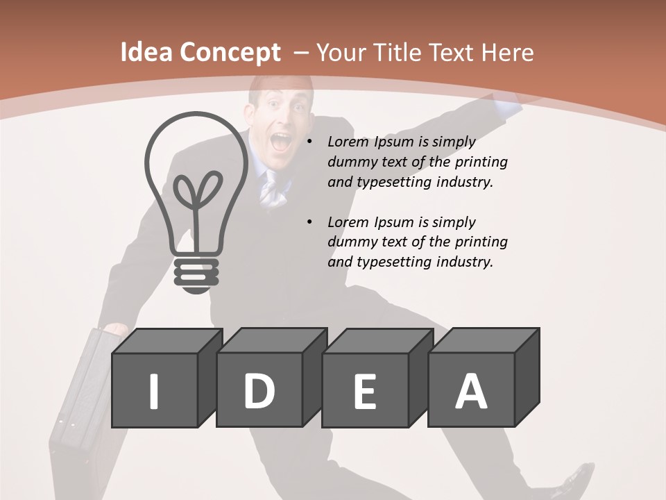 Excited Businessman With Briefcase Jumping In Mid-Air Cheering And Celebrating His Success PowerPoint Template