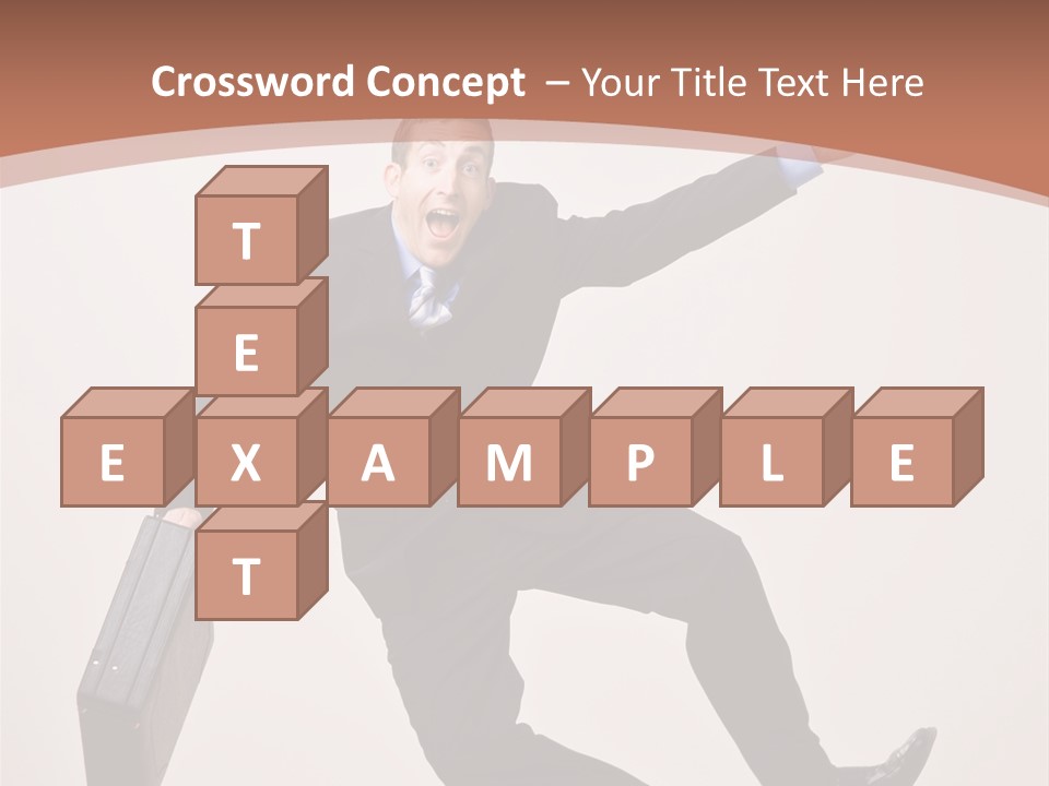 Excited Businessman With Briefcase Jumping In Mid-Air Cheering And Celebrating His Success PowerPoint Template