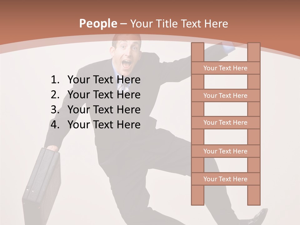 Excited Businessman With Briefcase Jumping In Mid-Air Cheering And Celebrating His Success PowerPoint Template