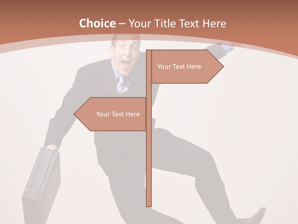 Excited Businessman With Briefcase Jumping In Mid-Air Cheering And Celebrating His Success PowerPoint Template