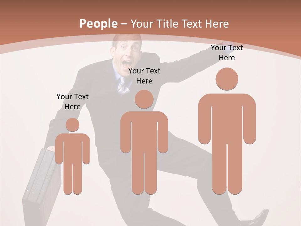 Excited Businessman With Briefcase Jumping In Mid-Air Cheering And Celebrating His Success PowerPoint Template