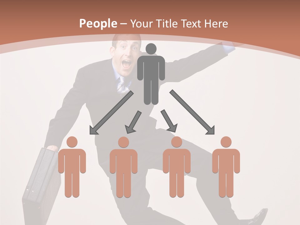 Excited Businessman With Briefcase Jumping In Mid-Air Cheering And Celebrating His Success PowerPoint Template