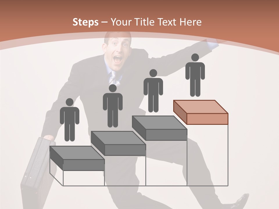 Excited Businessman With Briefcase Jumping In Mid-Air Cheering And Celebrating His Success PowerPoint Template