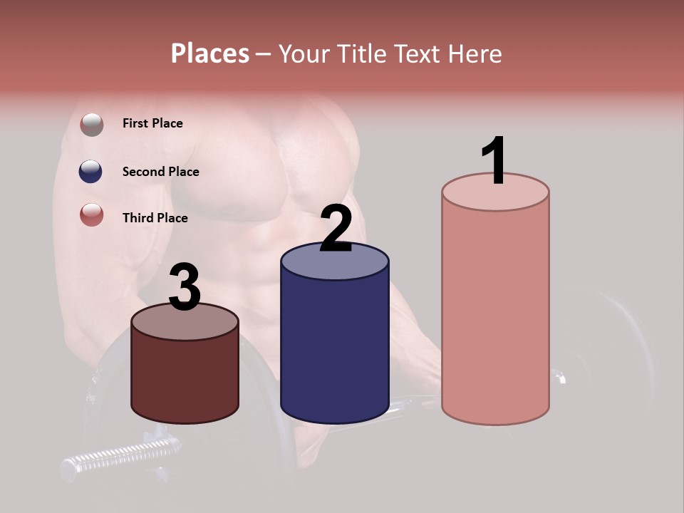 Man With A Bar Weights In Hands Training PowerPoint Template