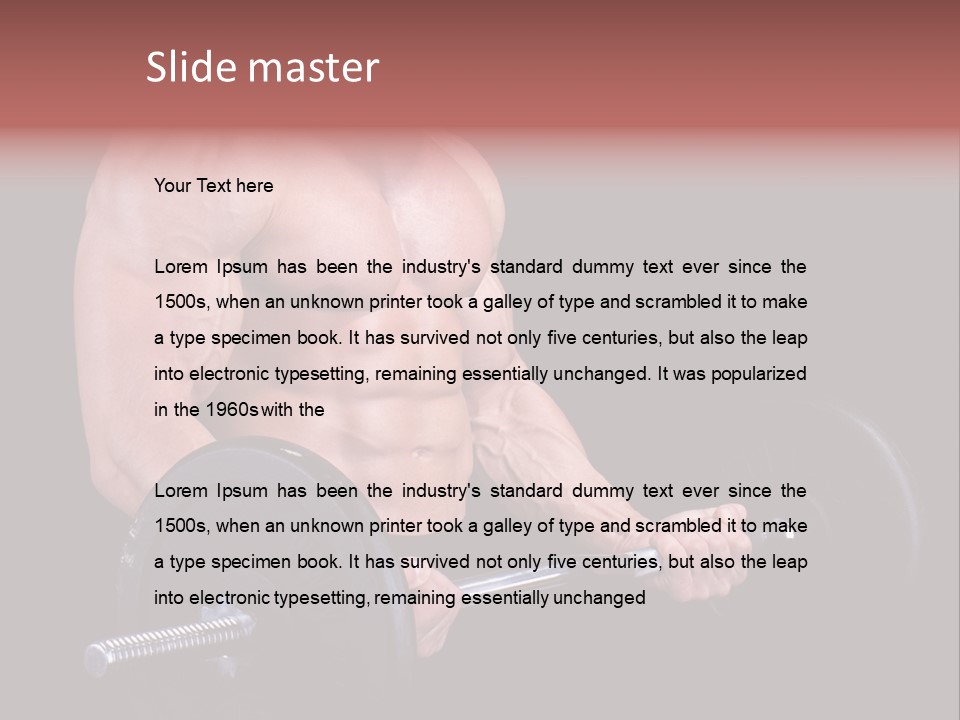 Man With A Bar Weights In Hands Training PowerPoint Template