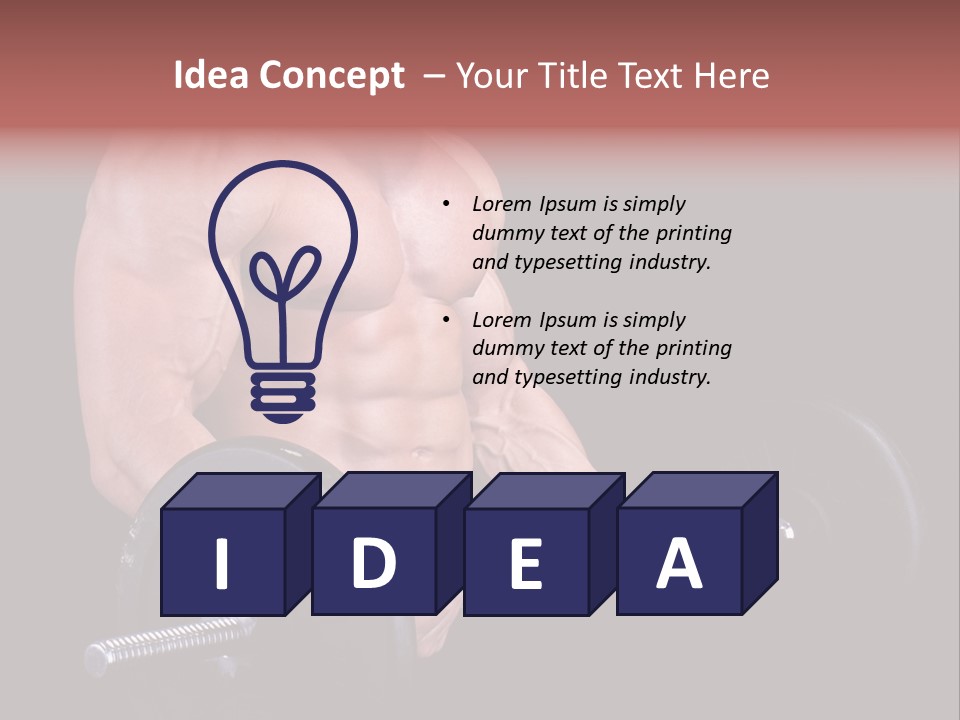 Man With A Bar Weights In Hands Training PowerPoint Template