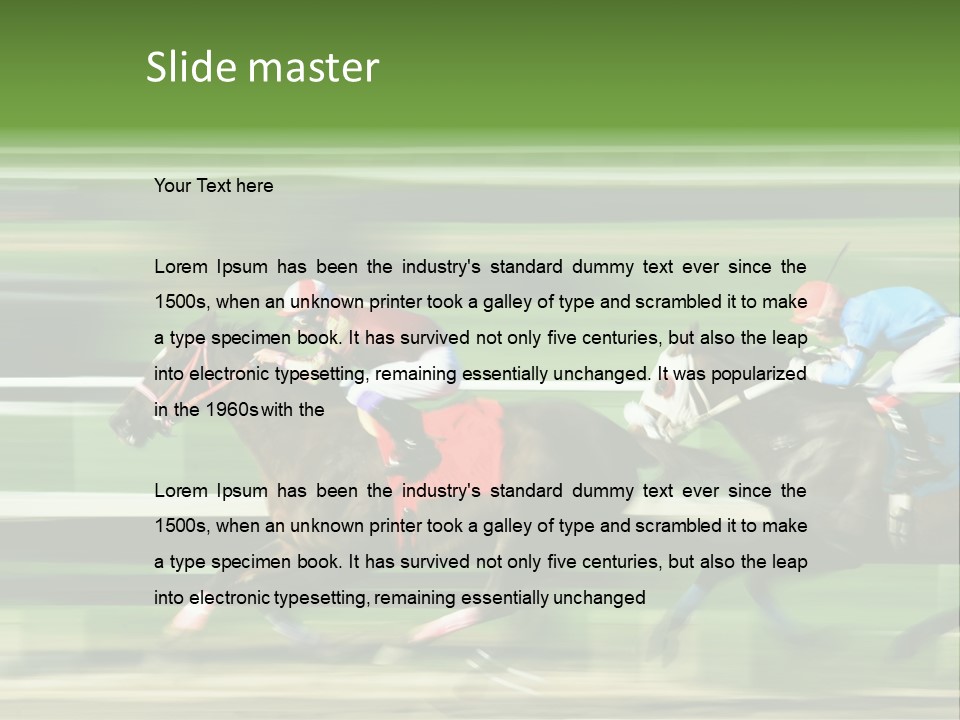 Two Racing Horses Competing With Each Other, With Motion Blur To Accent Speed PowerPoint Template