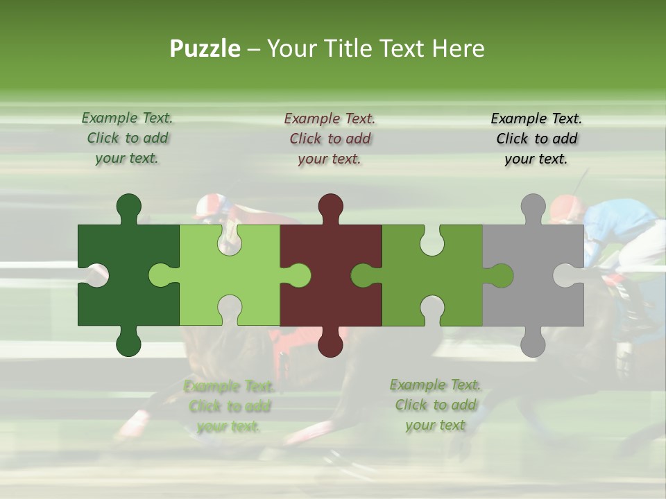 Two Racing Horses Competing With Each Other, With Motion Blur To Accent Speed PowerPoint Template