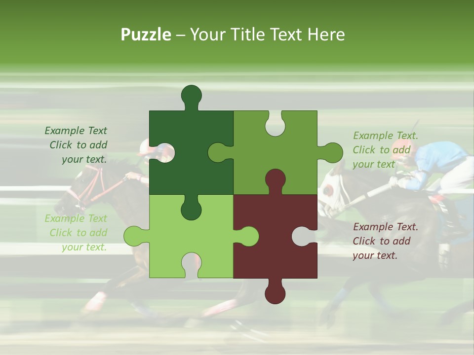Two Racing Horses Competing With Each Other, With Motion Blur To Accent Speed PowerPoint Template