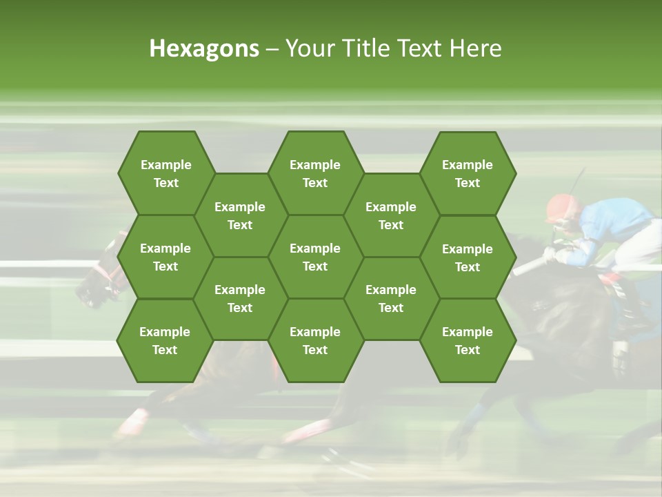 Two Racing Horses Competing With Each Other, With Motion Blur To Accent Speed PowerPoint Template