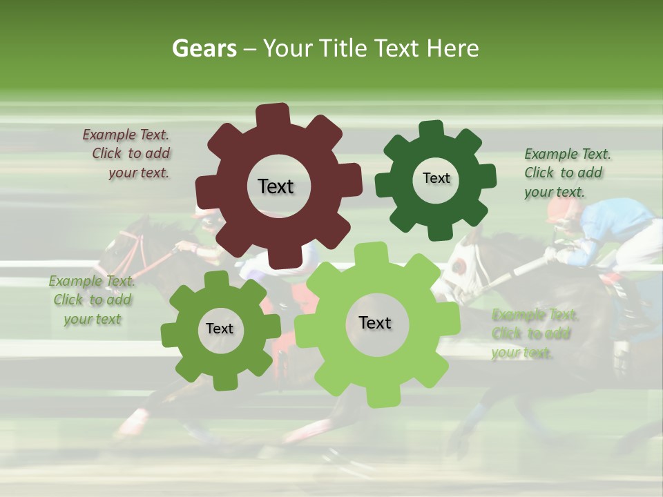 Two Racing Horses Competing With Each Other, With Motion Blur To Accent Speed PowerPoint Template