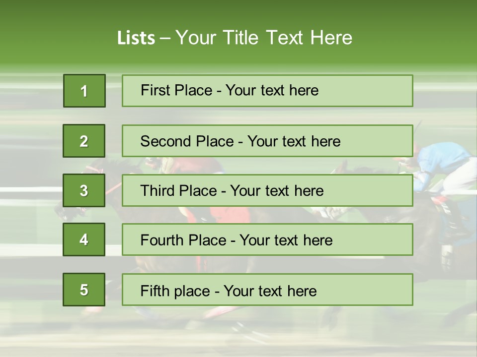 Two Racing Horses Competing With Each Other, With Motion Blur To Accent Speed PowerPoint Template