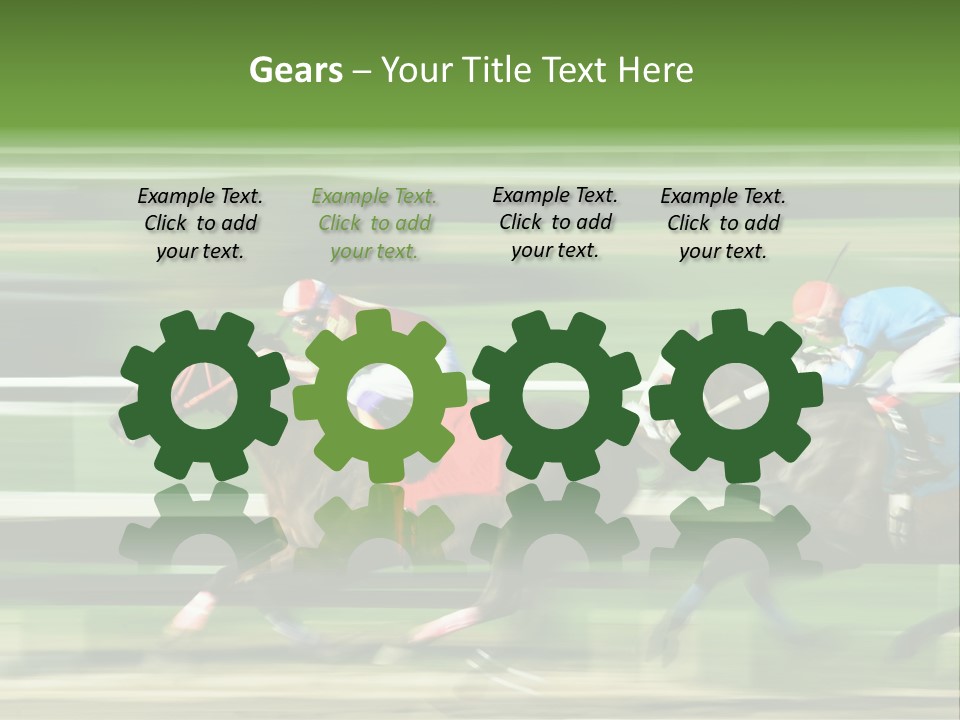 Two Racing Horses Competing With Each Other, With Motion Blur To Accent Speed PowerPoint Template