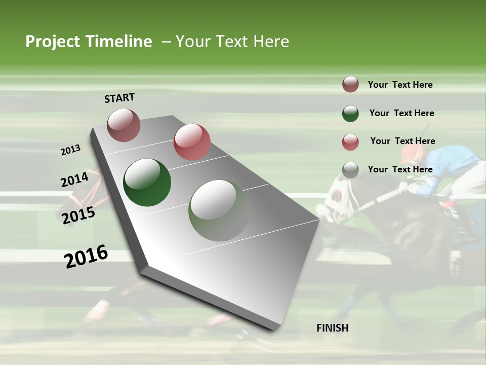 Two Racing Horses Competing With Each Other, With Motion Blur To Accent Speed PowerPoint Template