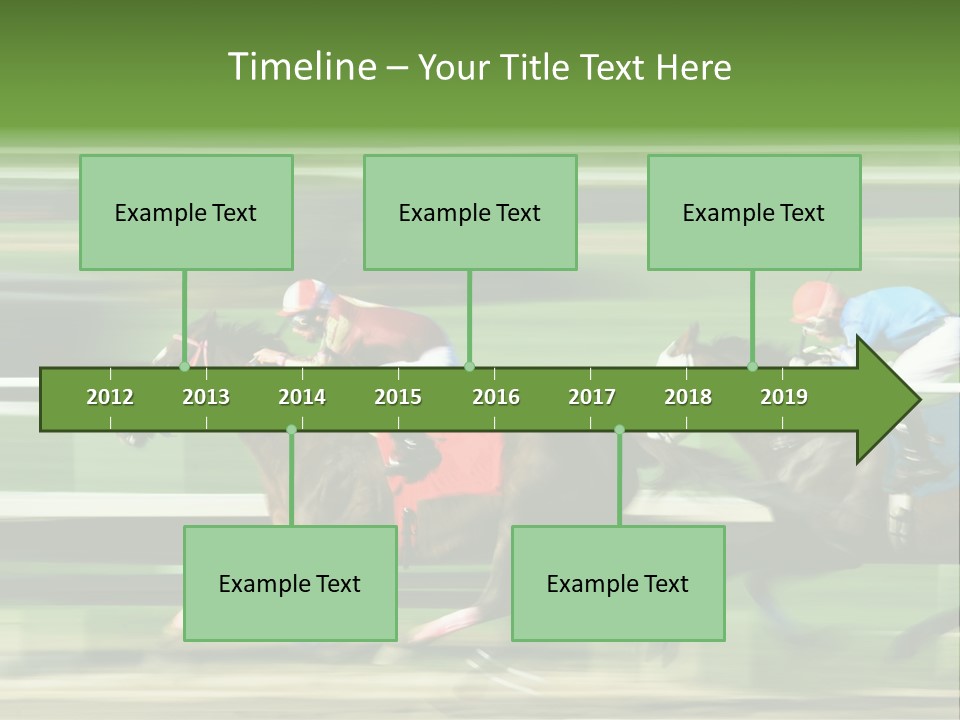 Two Racing Horses Competing With Each Other, With Motion Blur To Accent Speed PowerPoint Template