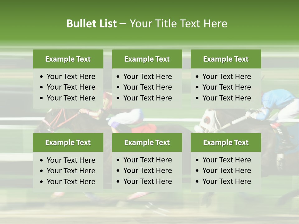 Two Racing Horses Competing With Each Other, With Motion Blur To Accent Speed PowerPoint Template