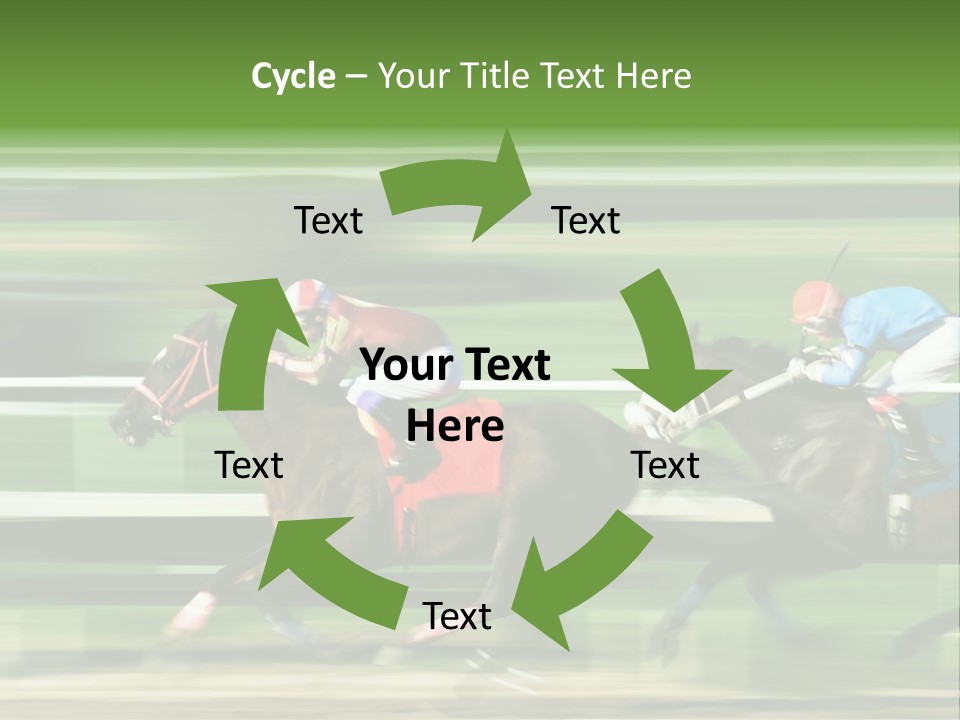 Two Racing Horses Competing With Each Other, With Motion Blur To Accent Speed PowerPoint Template