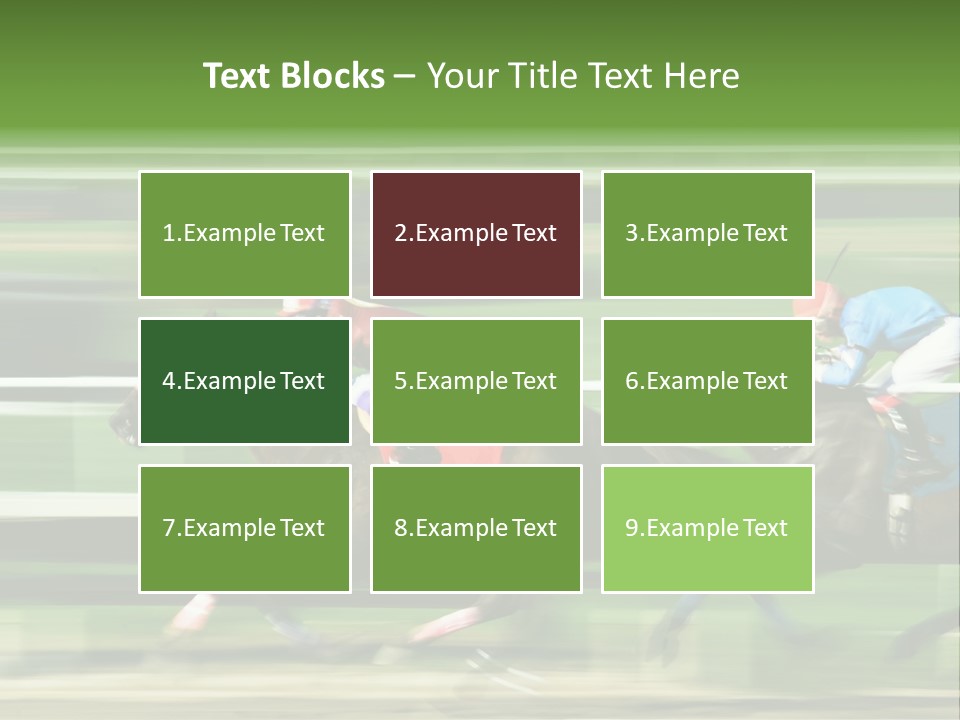 Two Racing Horses Competing With Each Other, With Motion Blur To Accent Speed PowerPoint Template