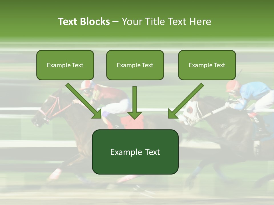 Two Racing Horses Competing With Each Other, With Motion Blur To Accent Speed PowerPoint Template