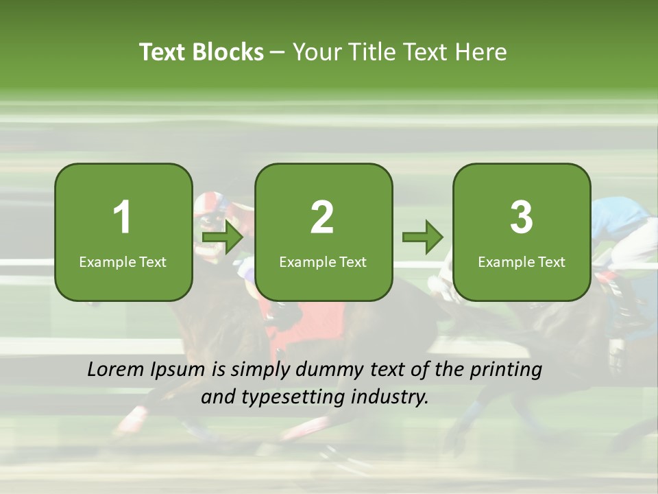 Two Racing Horses Competing With Each Other, With Motion Blur To Accent Speed PowerPoint Template