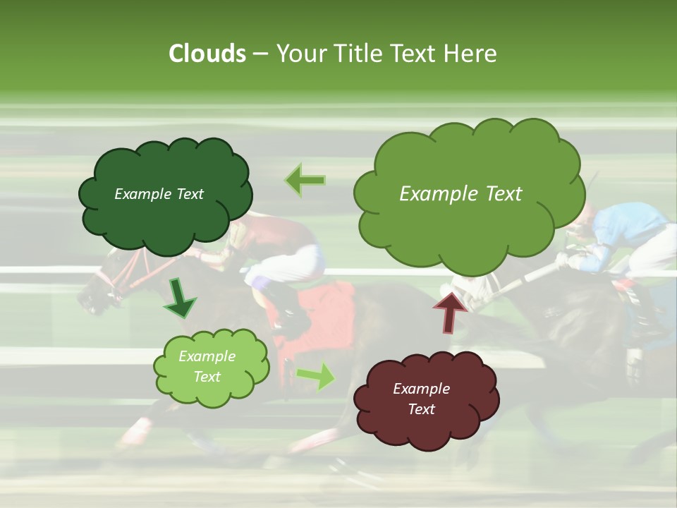 Two Racing Horses Competing With Each Other, With Motion Blur To Accent Speed PowerPoint Template