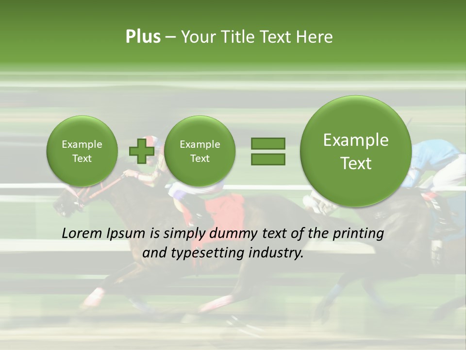 Two Racing Horses Competing With Each Other, With Motion Blur To Accent Speed PowerPoint Template