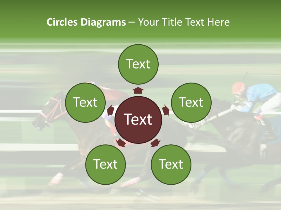 Two Racing Horses Competing With Each Other, With Motion Blur To Accent Speed PowerPoint Template