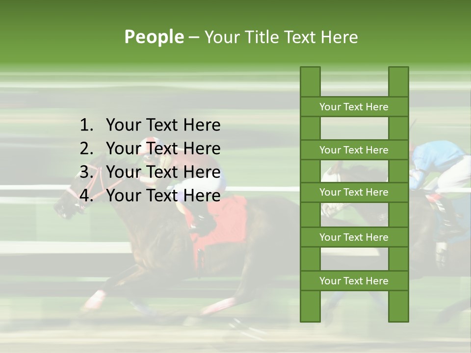 Two Racing Horses Competing With Each Other, With Motion Blur To Accent Speed PowerPoint Template