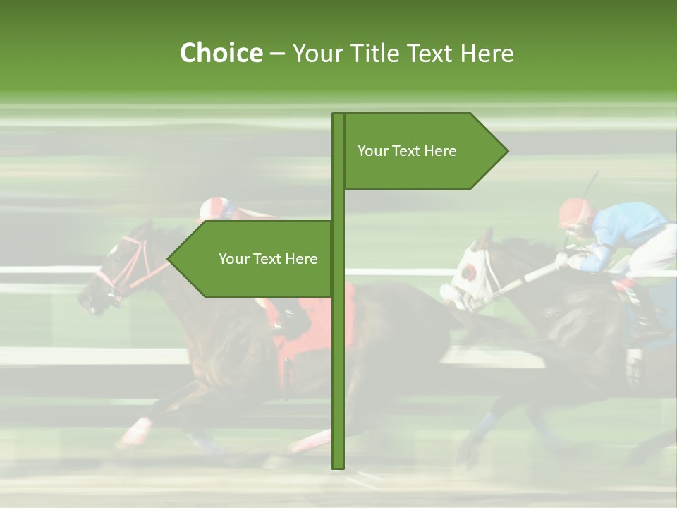 Two Racing Horses Competing With Each Other, With Motion Blur To Accent Speed PowerPoint Template