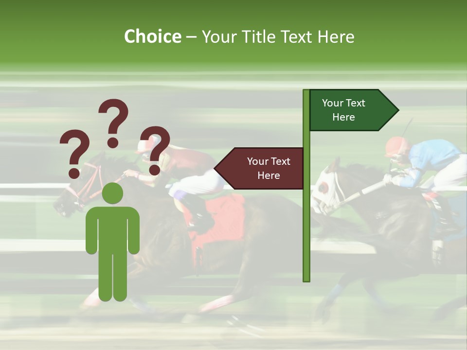 Two Racing Horses Competing With Each Other, With Motion Blur To Accent Speed PowerPoint Template