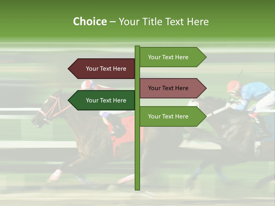 Two Racing Horses Competing With Each Other, With Motion Blur To Accent Speed PowerPoint Template