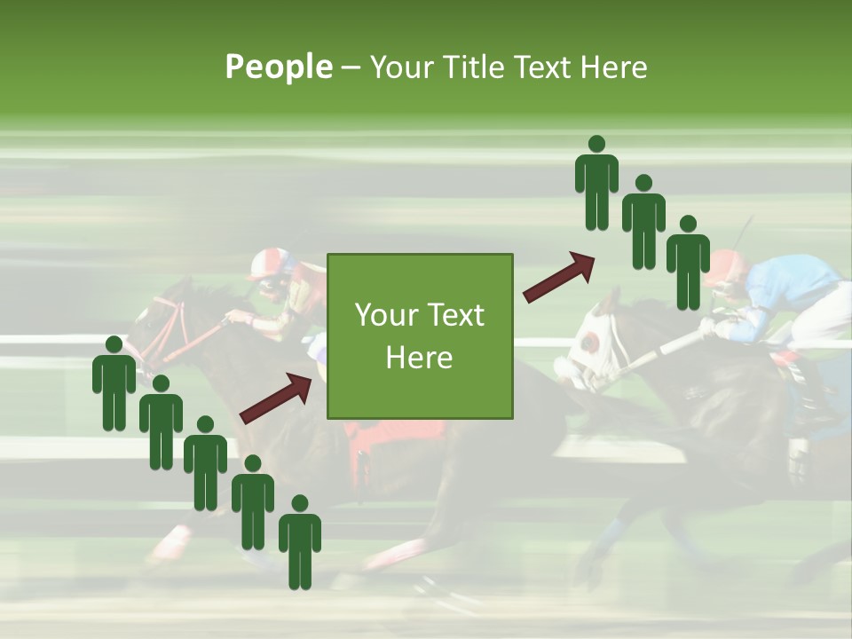 Two Racing Horses Competing With Each Other, With Motion Blur To Accent Speed PowerPoint Template