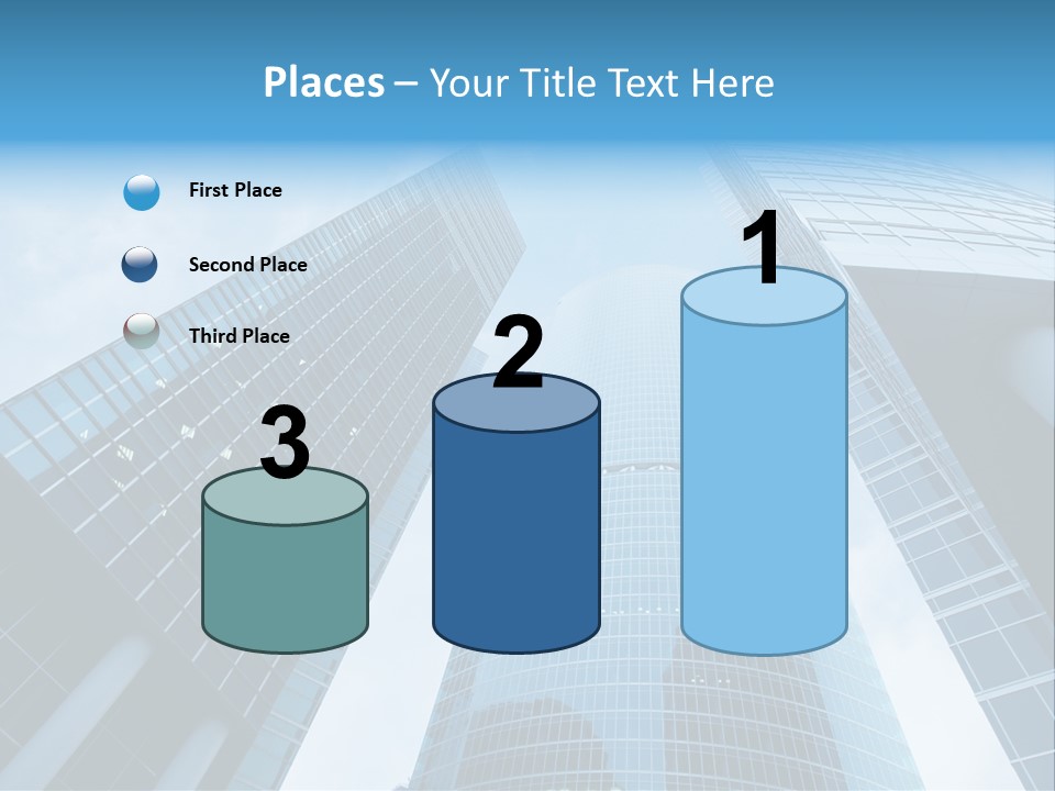Three Skyscrapers, Business Center In Megalopolis PowerPoint Template