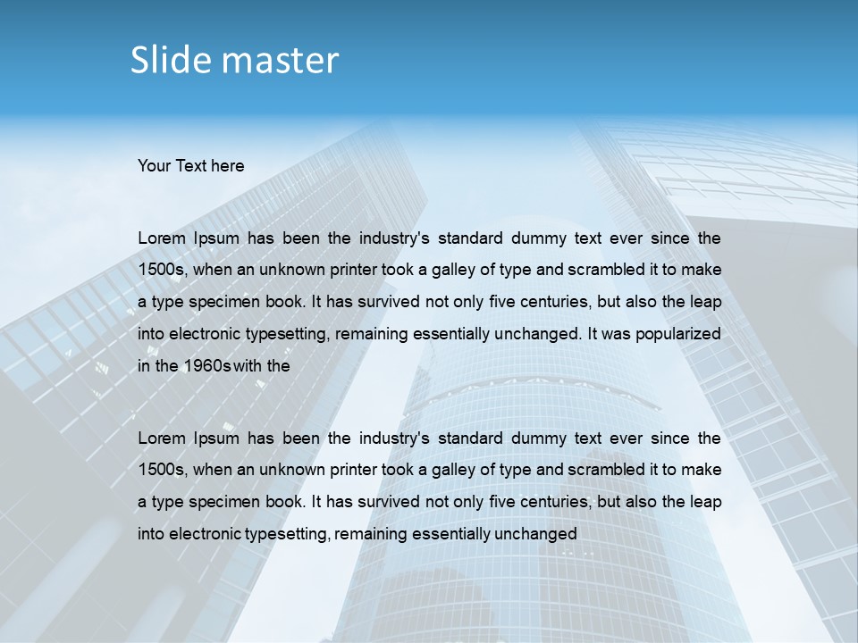 Three Skyscrapers, Business Center In Megalopolis PowerPoint Template