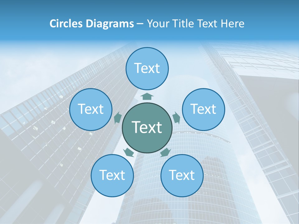 Three Skyscrapers, Business Center In Megalopolis PowerPoint Template