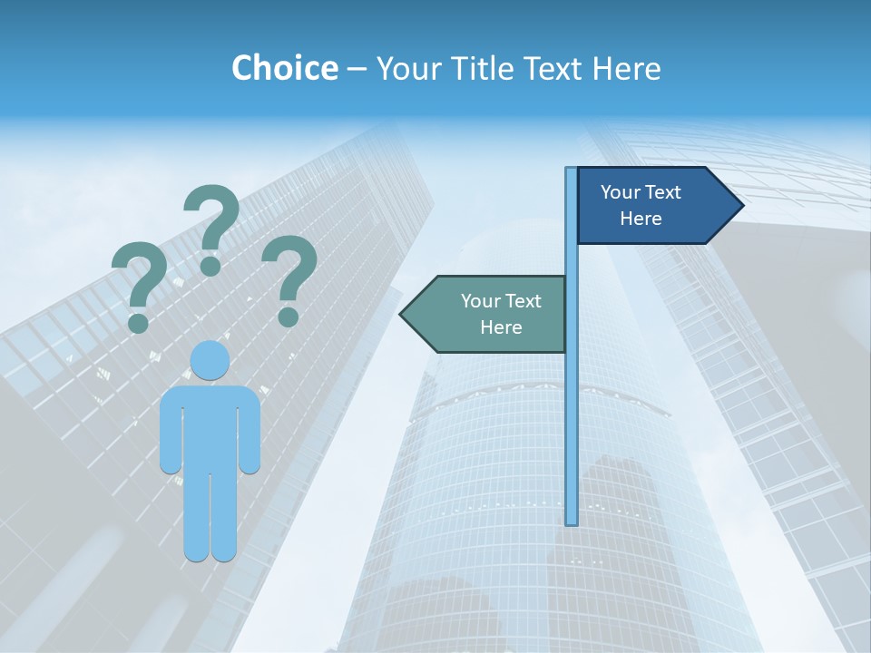 Three Skyscrapers, Business Center In Megalopolis PowerPoint Template