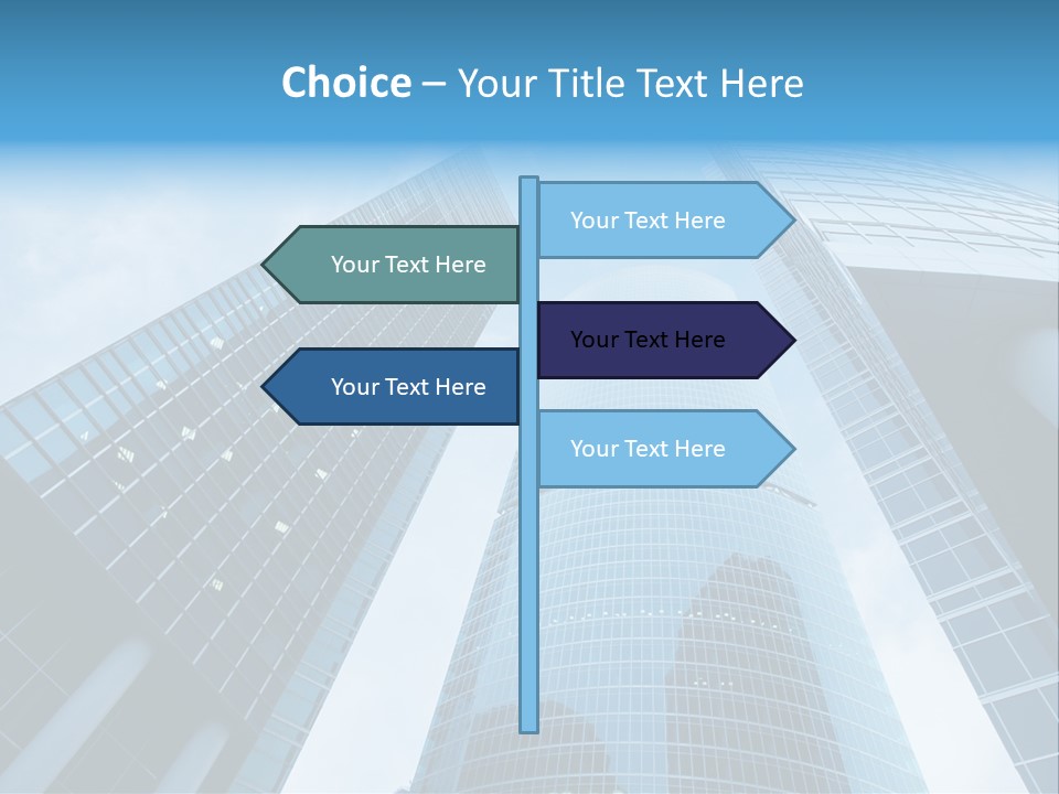 Three Skyscrapers, Business Center In Megalopolis PowerPoint Template