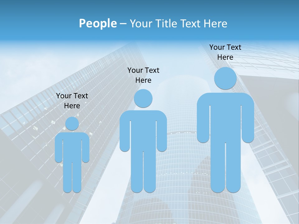 Three Skyscrapers, Business Center In Megalopolis PowerPoint Template