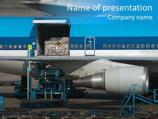 Unloading Cargo From A Big Plane PowerPoint Template