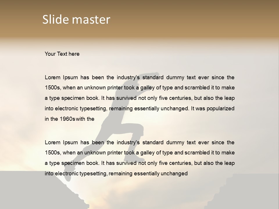 Silhouette Of Jumping Man Against Sunset PowerPoint Template