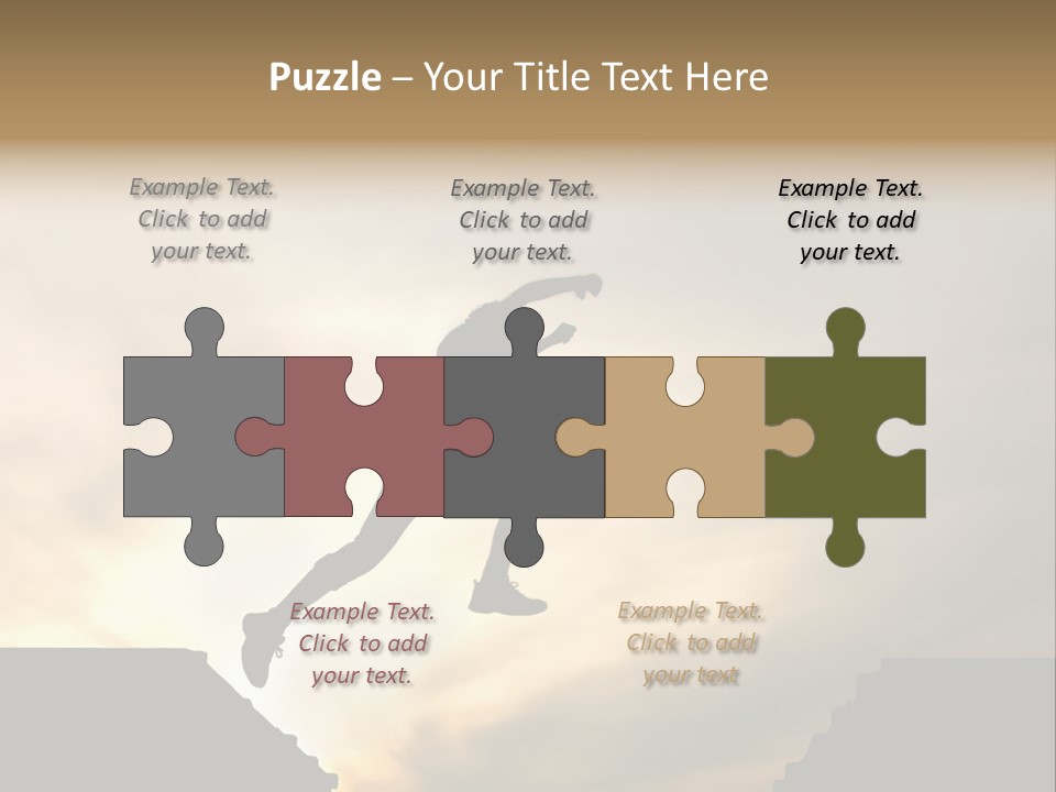 Silhouette Of Jumping Man Against Sunset PowerPoint Template