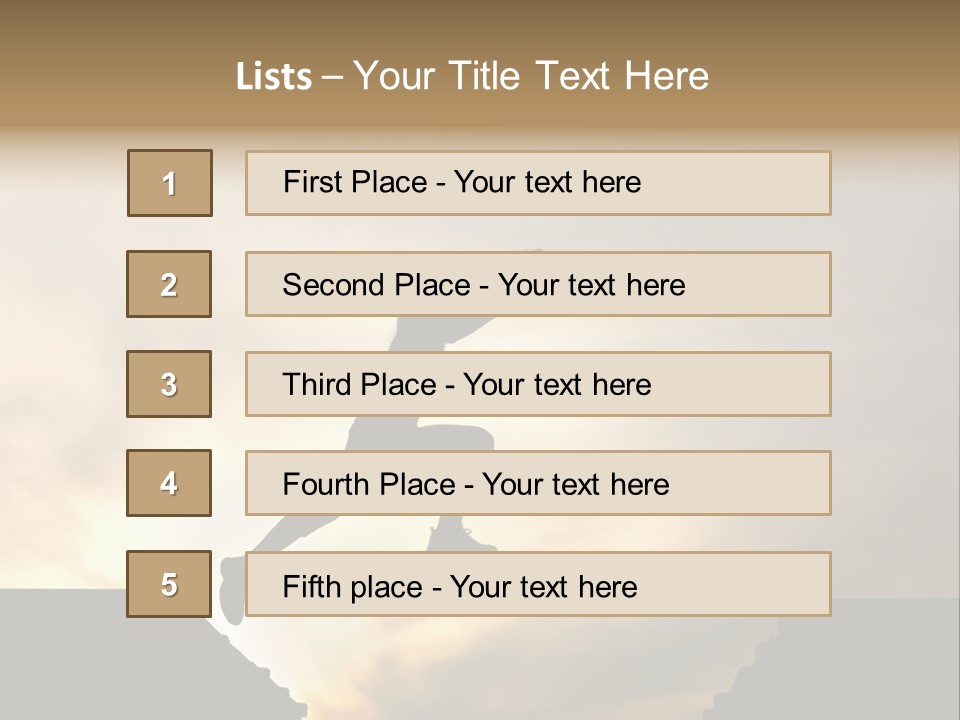 Silhouette Of Jumping Man Against Sunset PowerPoint Template