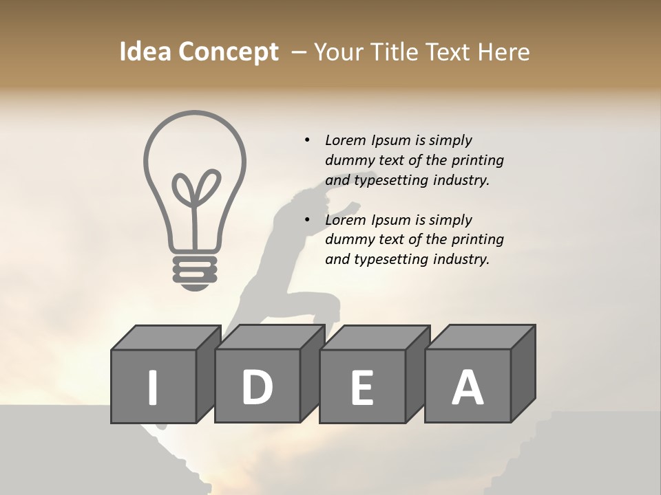 Silhouette Of Jumping Man Against Sunset PowerPoint Template