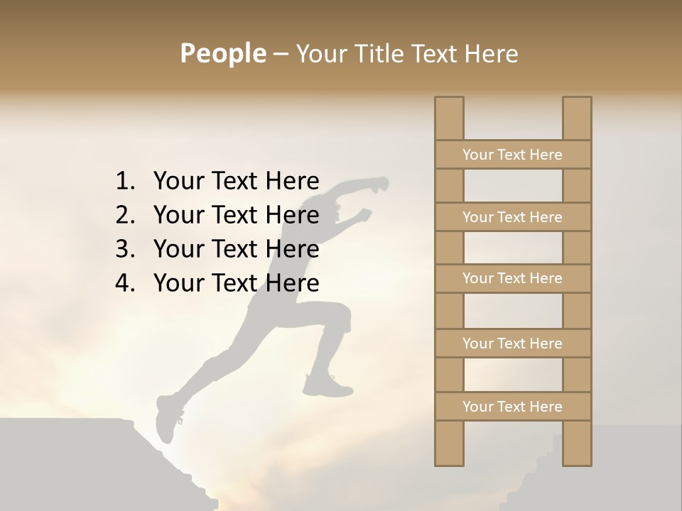 Silhouette Of Jumping Man Against Sunset PowerPoint Template