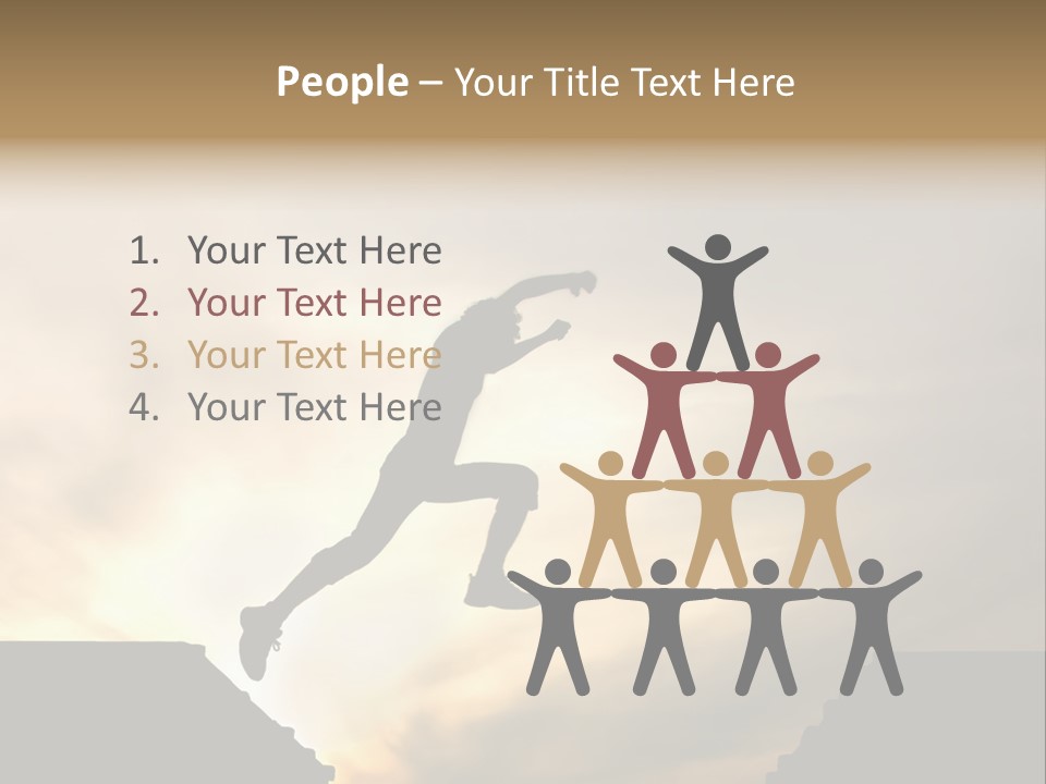 Silhouette Of Jumping Man Against Sunset PowerPoint Template