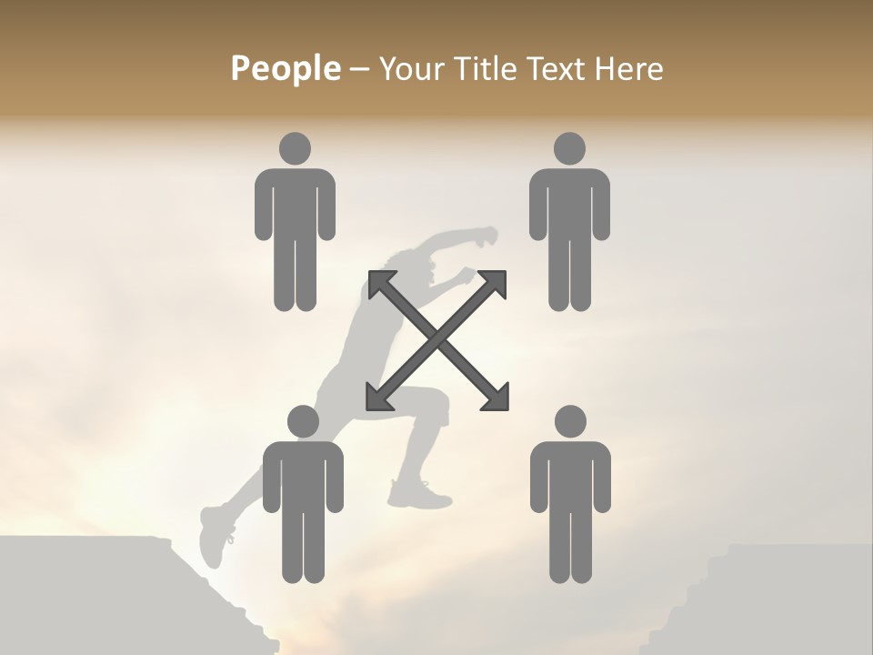 Silhouette Of Jumping Man Against Sunset PowerPoint Template