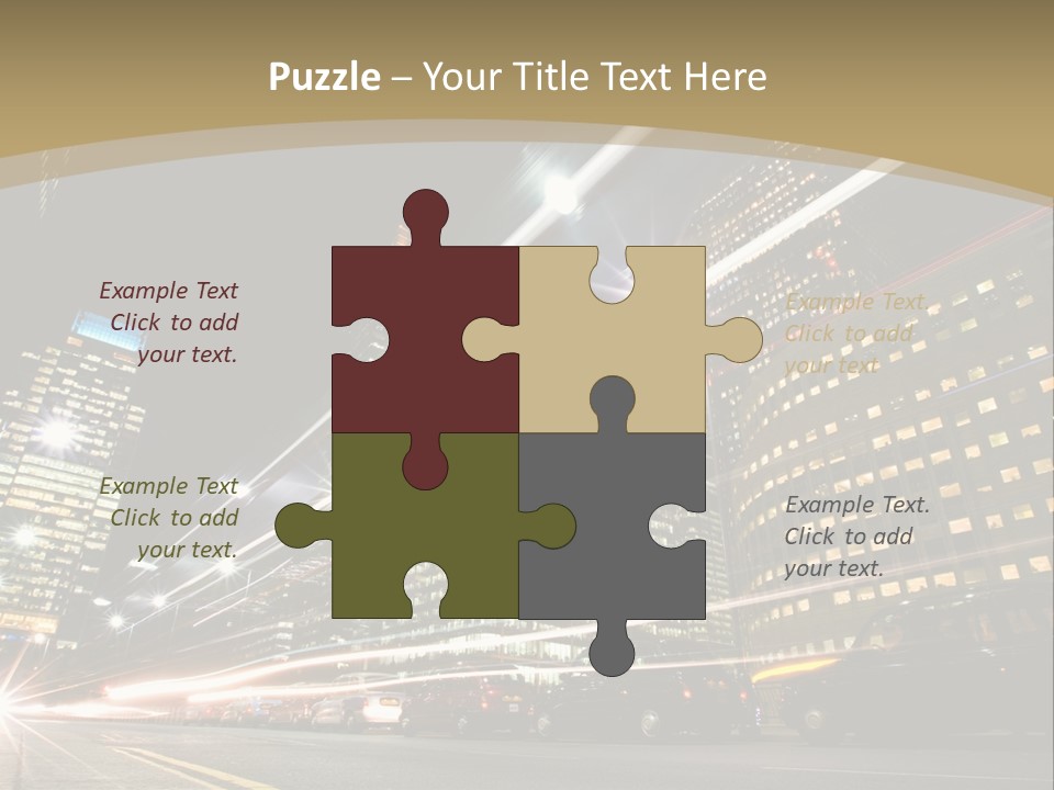 Nightime In The Financial City District PowerPoint Template