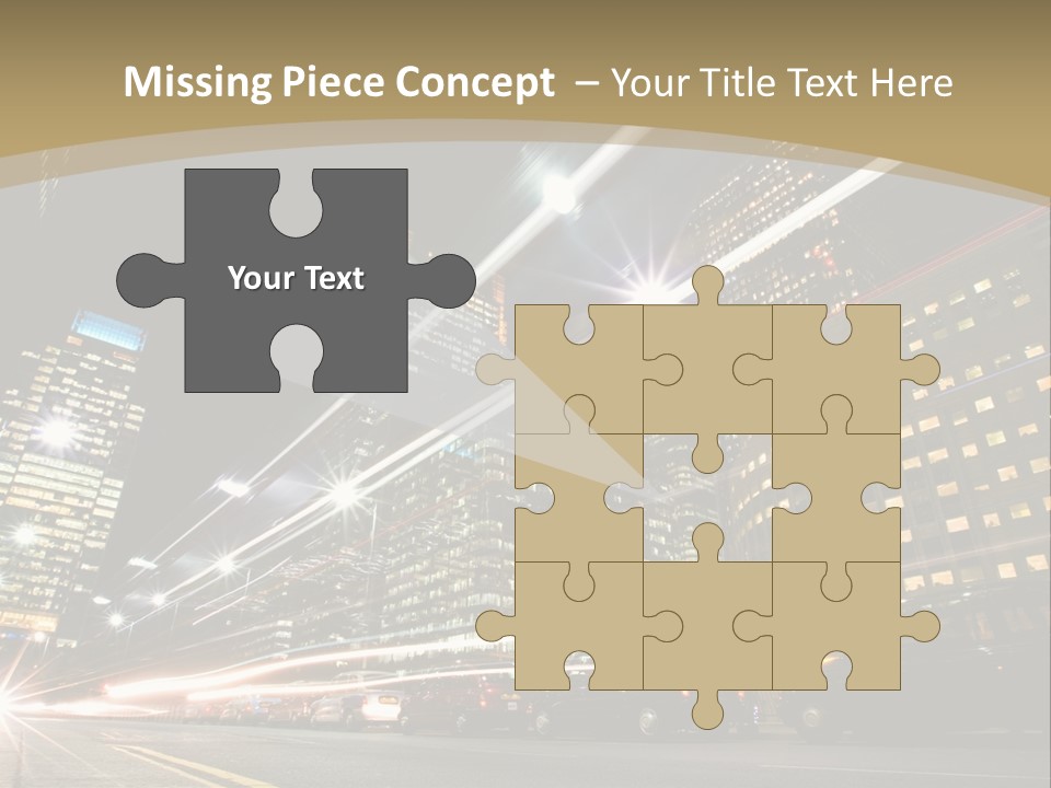 Nightime In The Financial City District PowerPoint Template